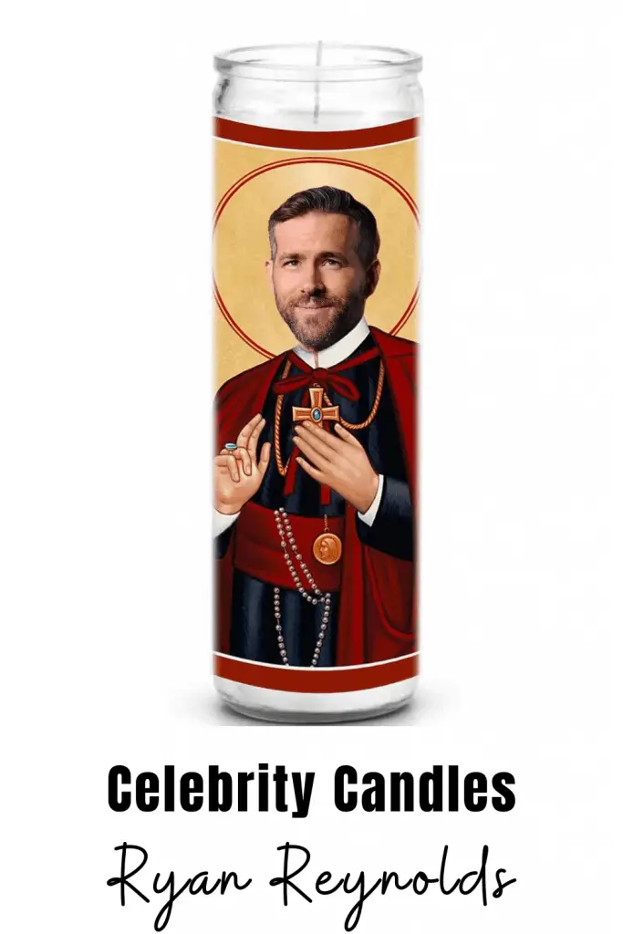 Ryan Reynolds Candle Ryan Reynolds celebrity novelty candle. Celebrity prayer candles are a great gift for family or friends that can't get enough of their favorite celebrity. #ryanreynolds #novelty #candles #gift