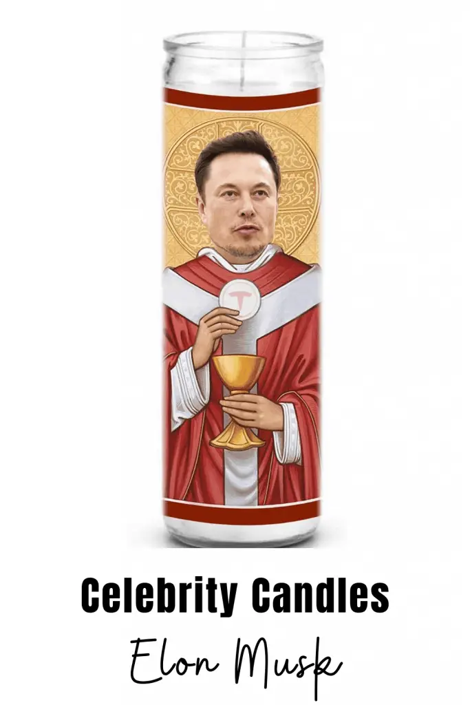 Elon Musk celebrity novelty candle. Celebrity prayer candles are a great gift for family or friends that can't get enough of their favorite celebrity. #ElonMusk #novelty #candles #gift