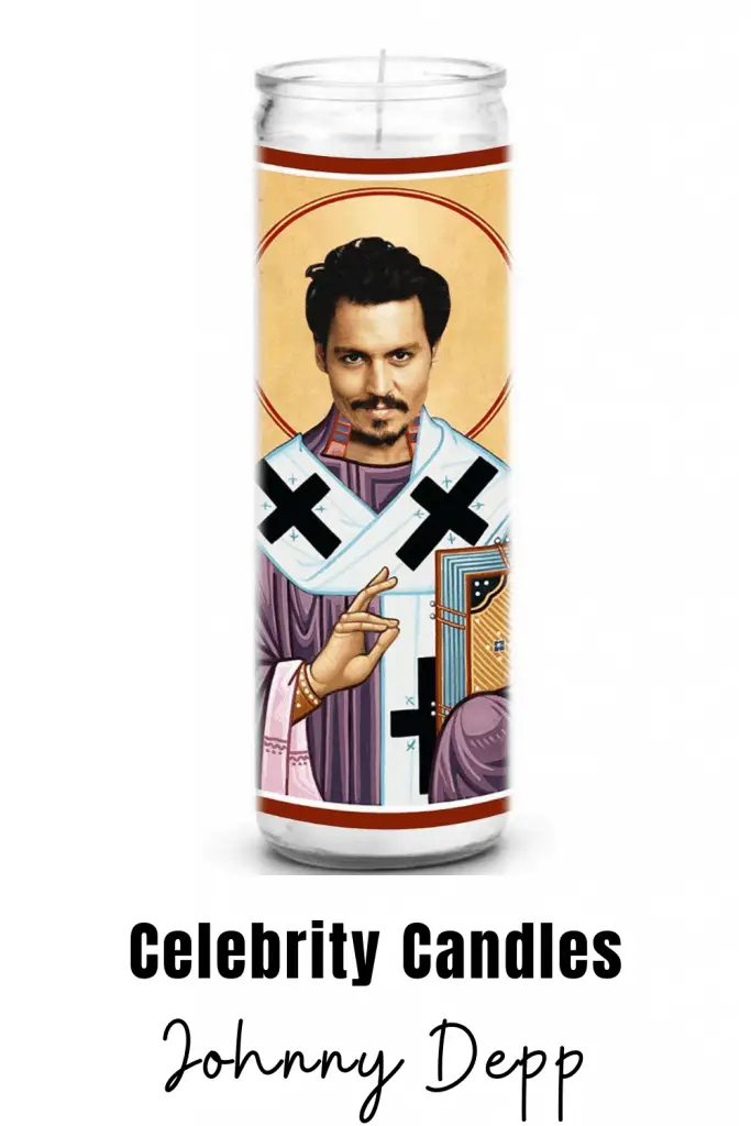 Johnny Depp Candle Johnny Depp celebrity novelty candle. Celebrity prayer candles are a great gift for family or friends that can't get enough of their favorite celebrity. #johnyydepp #novelty #candles #gift