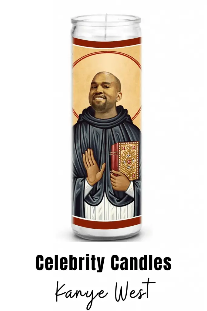 Kanyhe West Candle Kanye West celebrity novelty candle. Celebrity prayer candles are a great gift for family or friends that can't get enough of their favorite celebrity. #kanyewest #novelty #candles #gift