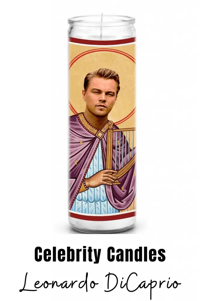 Leonardo DiCaprio celebrity novelty candle. Celebrity prayer candles are a great gift for family or friends that can't get enough of their favorite celebrity. #leonardodicaprio #novelty #candles #gift