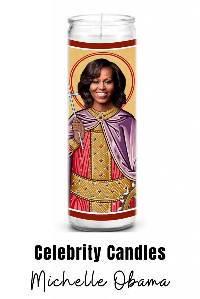 Michelle Obama celebrity novelty candle. Celebrity prayer candles are a great gift for family or friends that can't get enough of their favorite celebrity. #michelleobama #novelty #candles #gift
