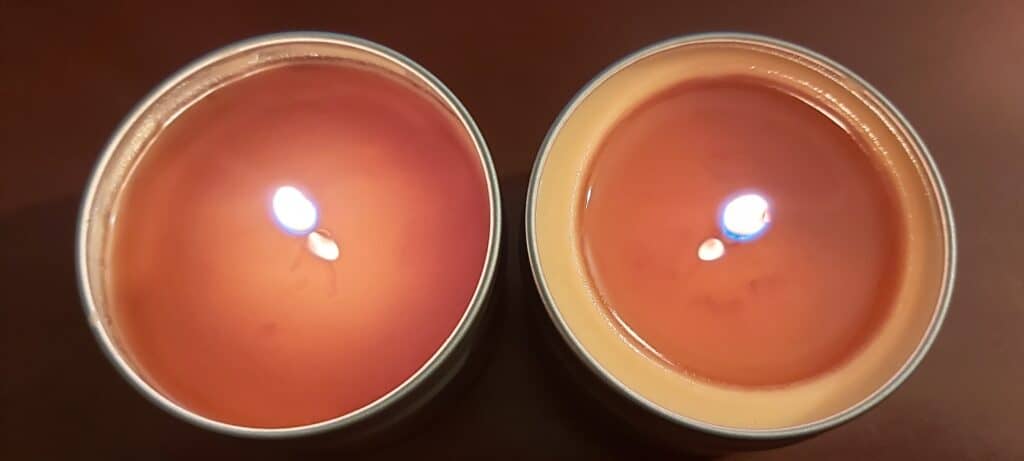 side by side comparison of both candles