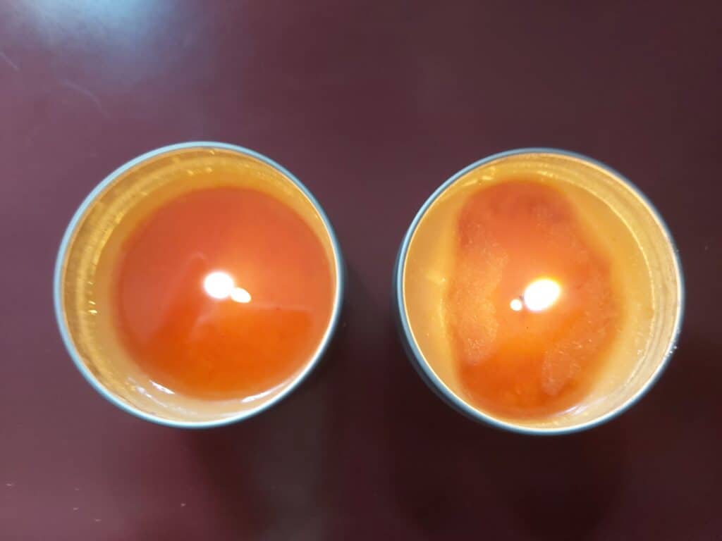 salt candle appears to be burning slower