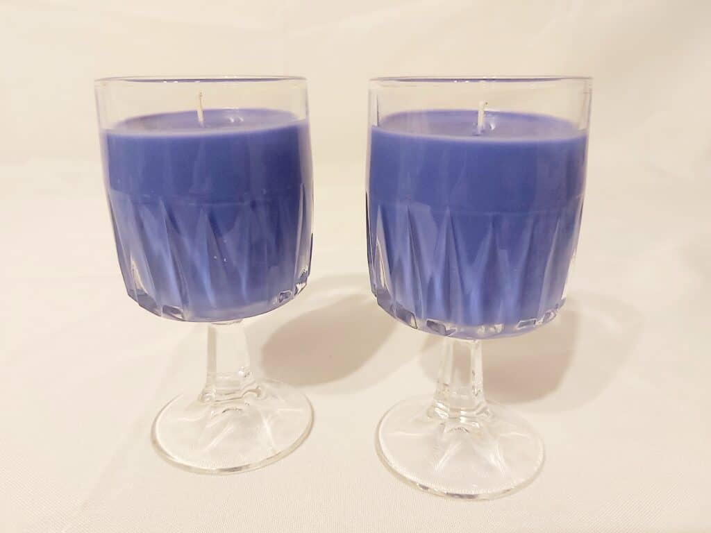 Completed lavender candles
