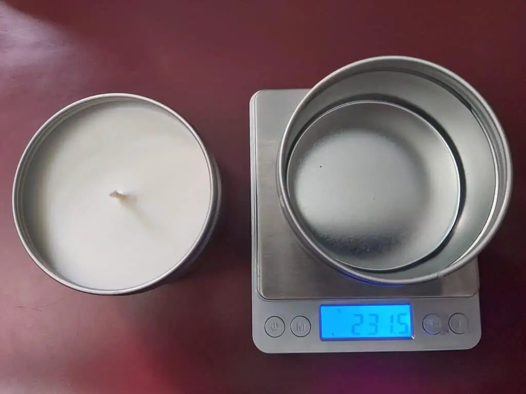 net weight of a candle